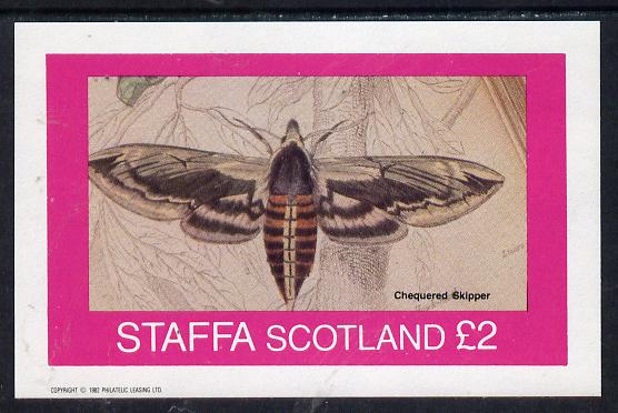 Staffa 1982 Butterflies & Moths (Chequered Skipper) imperf deluxe sheet (£2 value) unmounted mint, stamps on butterflies