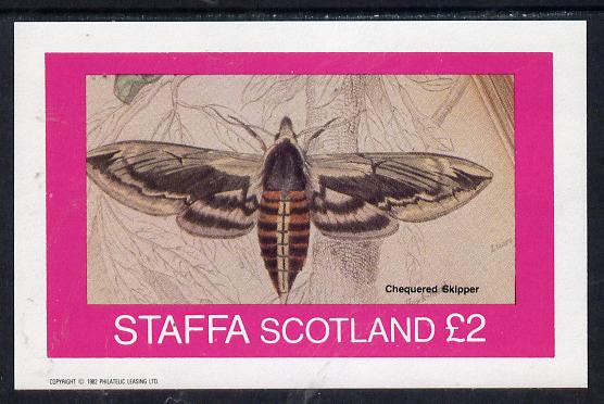 Staffa 1982 Butterflies & Moths (Chequered Skipper) imperf deluxe sheet (Â£2 value) unmounted mint, stamps on , stamps on  stamps on butterflies