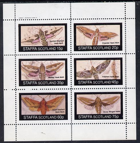 Staffa 1982 Moths (Hawk Moths) perf set of 6 values (15p to 75p) unmounted mint, stamps on , stamps on  stamps on butterflies