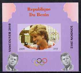 Benin 2009 Princess Diana, Kennedy & Olympics #02 individual imperf deluxe sheet, unmounted mint. Note this item is privately produced and is offered purely on its thematic appeal, stamps on , stamps on  stamps on olympics, stamps on  stamps on diana, stamps on  stamps on royalty, stamps on  stamps on personalities, stamps on  stamps on kennedy, stamps on  stamps on usa presidents, stamps on  stamps on americana