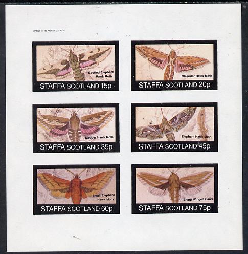 Staffa 1982 Moths (Hawk Moths) imperf set of 6 values (15p to 75p) unmounted mint, stamps on , stamps on  stamps on butterflies