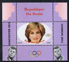 Benin 2009 Princess Diana, Kennedy & Olympics #08 individual perf deluxe sheet, unmounted mint. Note this item is privately produced and is offered purely on its thematic appeal, stamps on , stamps on  stamps on olympics, stamps on  stamps on diana, stamps on  stamps on royalty, stamps on  stamps on personalities, stamps on  stamps on kennedy, stamps on  stamps on usa presidents, stamps on  stamps on americana