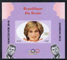 Benin 2009 Princess Diana, Kennedy & Olympics #08 individual imperf deluxe sheet, unmounted mint. Note this item is privately produced and is offered purely on its thematic appeal, stamps on , stamps on  stamps on olympics, stamps on  stamps on diana, stamps on  stamps on royalty, stamps on  stamps on personalities, stamps on  stamps on kennedy, stamps on  stamps on usa presidents, stamps on  stamps on americana