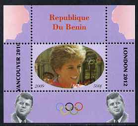 Benin 2009 Princess Diana, Kennedy & Olympics #10 individual perf deluxe sheet, unmounted mint. Note this item is privately produced and is offered purely on its thematic appeal, stamps on , stamps on  stamps on olympics, stamps on  stamps on diana, stamps on  stamps on royalty, stamps on  stamps on personalities, stamps on  stamps on kennedy, stamps on  stamps on usa presidents, stamps on  stamps on americana