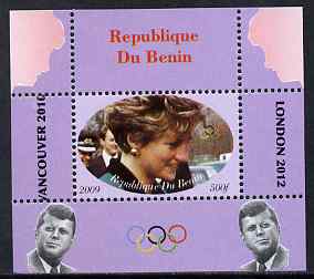 Benin 2009 Princess Diana, Kennedy & Olympics #11 individual perf deluxe sheet, unmounted mint. Note this item is privately produced and is offered purely on its thematic appeal, stamps on olympics, stamps on diana, stamps on royalty, stamps on personalities, stamps on kennedy, stamps on usa presidents, stamps on americana
