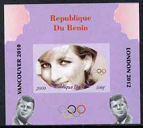 Benin 2009 Princess Diana, Kennedy & Olympics #13 individual imperf deluxe sheet, unmounted mint. Note this item is privately produced and is offered purely on its thematic appeal, stamps on , stamps on  stamps on olympics, stamps on  stamps on diana, stamps on  stamps on royalty, stamps on  stamps on personalities, stamps on  stamps on kennedy, stamps on  stamps on usa presidents, stamps on  stamps on americana