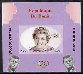 Benin 2009 Princess Diana, Kennedy & Olympics #15 individual imperf deluxe sheet, unmounted mint. Note this item is privately produced and is offered purely on its thematic appeal, stamps on olympics, stamps on diana, stamps on royalty, stamps on personalities, stamps on kennedy, stamps on usa presidents, stamps on americana