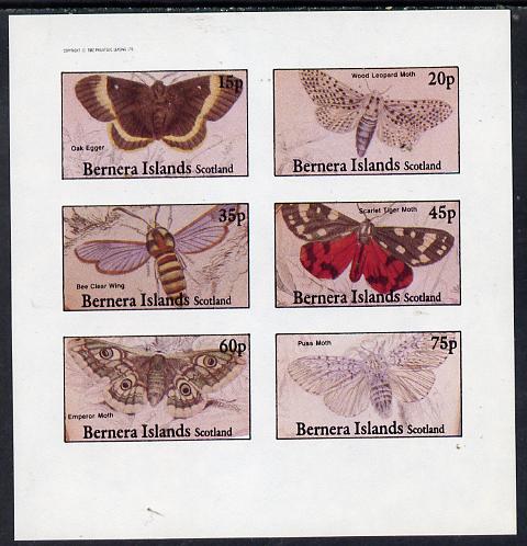 Bernera 1982 Butterflies (Oak Egger,Tiger Moth, Puss Moth etc) imperf  set of 6 values (15p to 75p) unmounted mint, stamps on , stamps on  stamps on butterflies