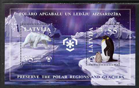 Latvia 2009 Polar Regions perf m/sheet unmounted mint, stamps on , stamps on  stamps on polar, stamps on  stamps on penguins, stamps on  stamps on bears, stamps on  stamps on birds