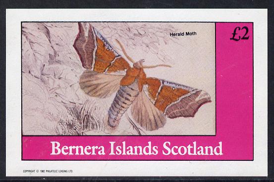 Bernera 1982 Butterflies (Herald Moth) imperf deluxe sheet (£2 value) unmounted mint, stamps on butterflies