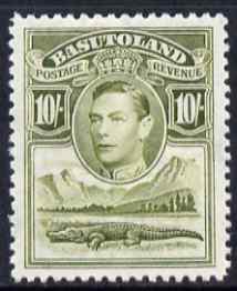 Basutoland 1938 KG6 10s olive-green very lightly mounted mint SG 27, stamps on , stamps on  kg6 , stamps on 