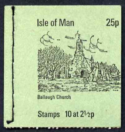 Isle of Man 1973 Ballaugh Church 25p booklet (green cover) complete and fine, SG SB2, stamps on , stamps on  stamps on tourism, stamps on  stamps on churches