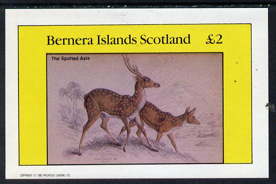 Bernera 1982 Animals (Axis) imperf deluxe sheet (£2 value) unmounted mint, stamps on animals