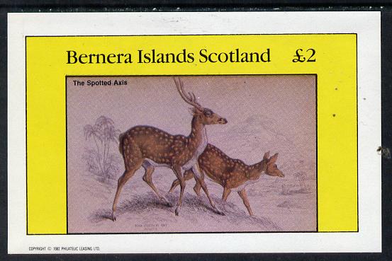 Bernera 1982 Animals (Axis) imperf deluxe sheet (Â£2 value) unmounted mint, stamps on , stamps on  stamps on animals