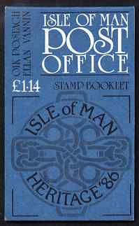 Isle of Man 1986 Manx Heritage Year Â£1.14 booklet (blue cover) complete and fine, SG SB15, stamps on , stamps on  stamps on tourism, stamps on  stamps on vikings