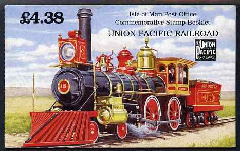 Isle of Man 1992 Union Pacific Railroad Â£4.38 booklet complete and fine, SG SB31, stamps on , stamps on  stamps on railways, stamps on  stamps on americana