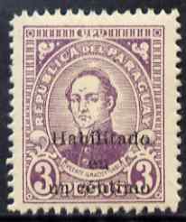 Paraguay 1944 Surcharged 1c on 3p violet unmounted mint SG 584, stamps on , stamps on  stamps on personalities, stamps on  stamps on 