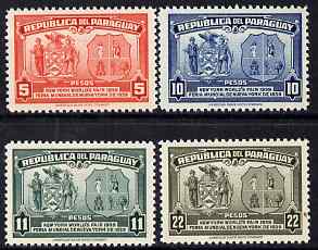 Paraguay 1939 New York World's Fair Postage perf set of 4 unmounted mint SG 529-32, stamps on , stamps on  stamps on expo, stamps on  stamps on business, stamps on  stamps on arms, stamps on  stamps on heraldry