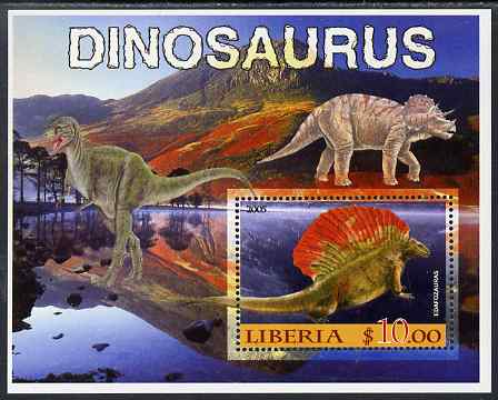 Liberia 2005 Dinosaurs #5 perf souvenir sheet unmounted mint , stamps on dinosaurs
