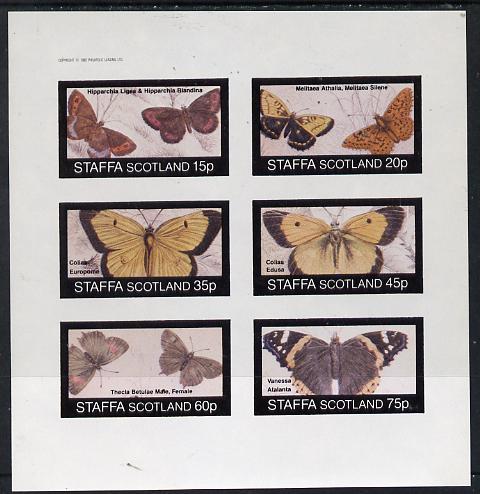 Staffa 1982 Butterflies (Hipparchia) imperf set of 6 values (15p to 75p) unmounted mint, stamps on , stamps on  stamps on butterflies