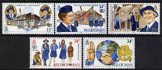 Isle of Man 1985 75th Anniversary of Girl Guide Movement set of 5 unmounted mint, SG 281-85, stamps on scouts, stamps on girl guides