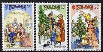 Isle of Man 1987 Christmas - Victorian Scenes set of 3 unmounted mint, SG 358-60, stamps on christmas