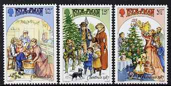 Isle of Man 1987 Christmas - Victorian Scenes set of 3 unmounted mint, SG 358-60, stamps on , stamps on  stamps on christmas