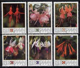 Isle of Man 1988 50th Anniversary of British Fuchsia Society set of 6 unmounted mint, SG 390-95, stamps on flowers