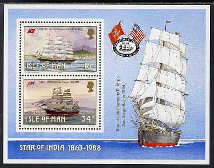 Isle of Man 1988 Manx Sailing Ships m/sheet unmounted mint, SG MS389, stamps on ships, stamps on flags
