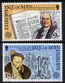 Isle of Man 1982 Europa - Historic Events set of 2 unmounted mint, SG 216-17, stamps on europa, stamps on literature, stamps on ships, stamps on personalities