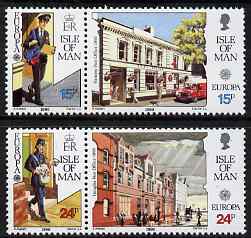 Isle of Man 1990 Europa - Post Office Buildings set of 4 (2 se-tenant pairs) unmounted mint, SG 438-41, stamps on postal, stamps on 