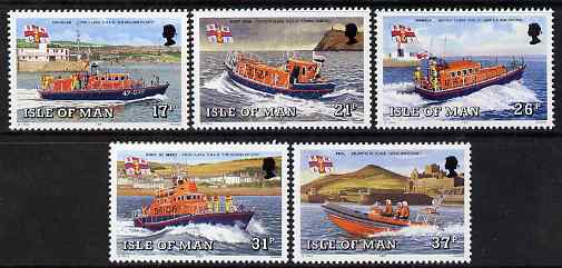 Isle of Man 1991 Manx Lifeboats set of 5 unmounted mint, SG 469-73, stamps on ships, stamps on lifeboats
