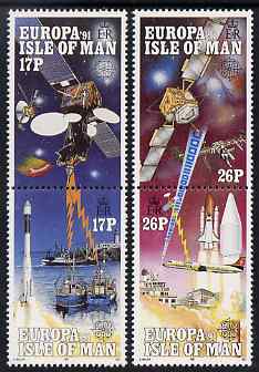 Isle of Man 1991 Europa - Europe in Space set of 4 unmounted mint, SG 474-77, stamps on , stamps on  stamps on europa, stamps on  stamps on space, stamps on  stamps on communications, stamps on  stamps on ships