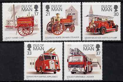 Isle of Man 1991 Fire engines set of 5 unmounted mint, SG 485-89, stamps on , stamps on  stamps on fire