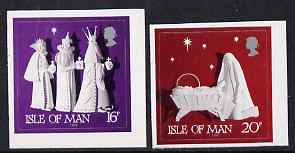 Isle of Man 1991 Christmas - Paper Sculptures booklet stamps, self-adhesive set of 2 unmounted mint, SG 500-01, stamps on , stamps on  stamps on christmas, stamps on  stamps on self adhesive