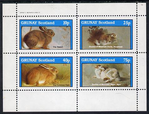 Grunay 1982 Animals (Rabbits) perf  set of 4 values (10p to 75p) unmounted mint, stamps on animals    rabbits