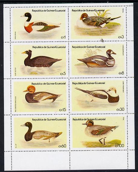 Equatorial Guinea 1978 Water Birds perf set of 8 unmounted mint (Mi 1444-51A) , stamps on , stamps on  stamps on birds