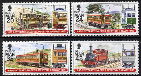Isle of Man 1995 Centenary of Snaefell Mountain Railway set of 4 unmounted mint, SG 634-37, stamps on railways, stamps on 