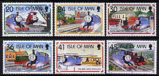 Isle of Man 1995 50th Anniversary of Thomas the Tank Engine stories by Revd Awdry set of 6 unmounted mint, SG 656-61, stamps on , stamps on  stamps on railways, stamps on  stamps on children