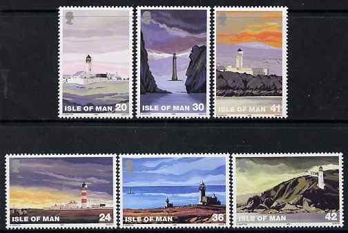Isle of Man 1996 Lighthouses set of 6 unmounted mint, SG 672-77, stamps on , stamps on  stamps on lighthouses