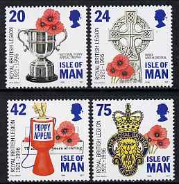 Isle of Man 1996 75th Anniversary of Royal British Legion set of 4 unmounted mint, SG 708-11, stamps on , stamps on  stamps on militaria, stamps on  stamps on flowers