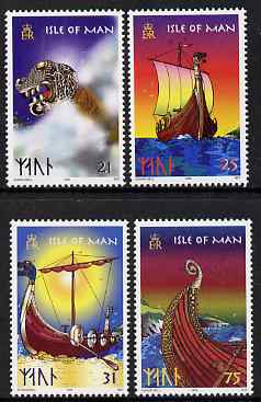 Isle of Man 1998 Viking Longships set of 4 unmounted mint, SG 793-96, stamps on , stamps on  stamps on ships, stamps on  stamps on vikings