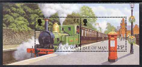 Isle of Man 1998 125th Anniversary of Isle of Man Steam Railway m/sheet unmounted mint, SG MS807, stamps on , stamps on  stamps on railways, stamps on  stamps on postboxes