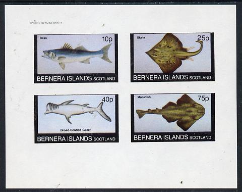 Bernera 1982 Fish (Bass, Skate, Gazer & Monkfish) imperf  set of 4 values (10p to 75p) unmounted mint, stamps on fish     marine-life