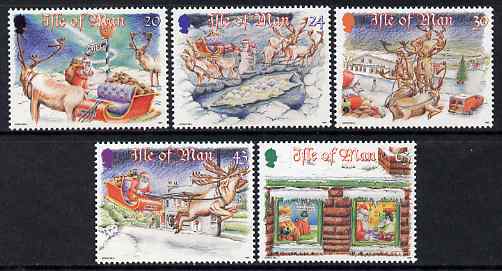 Isle of Man 1998 Christmas - 'A Very Special Delivery' set of 5 unmounted mint, SG 819-23, stamps on christmas