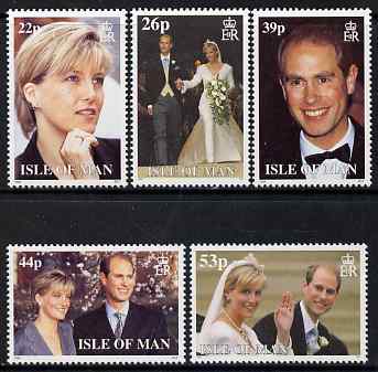 Isle of Man 1999 Royal Wedding (Prince Edward and Miss Sophie Rhys-Jones) set of 5 unmounted mint, SG 851-55, stamps on , stamps on  stamps on royalty