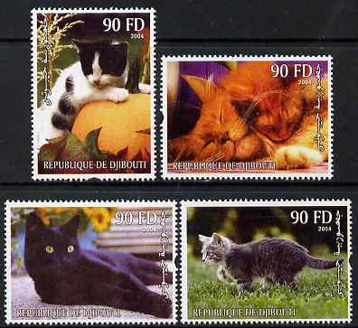 Djibouti 2004 Domestic Cats perf set of 4 unmounted mint. Note this item is privately produced and is offered purely on its thematic appeal, stamps on , stamps on  stamps on cats