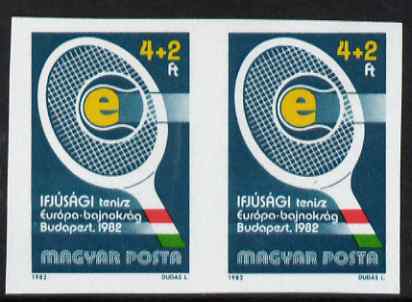 Hungary 1982 Junior Tennis Cup imperf pair, unmounted mint SG 3422var , stamps on , stamps on  stamps on sport, stamps on  stamps on tennis