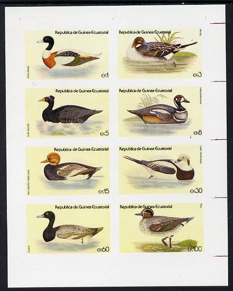 Equatorial Guinea 1978 Water Birds imperf set of 8 unmounted mint (Mi 1444-51B) , stamps on birds