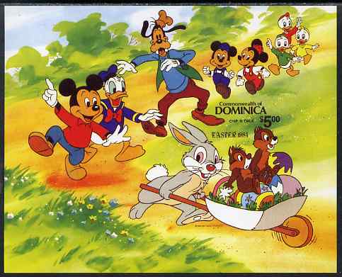 Dominica 1984 Disneys Easter m/sheet imperf from a limited printing, unmounted mint SG MS 884, stamps on disney, stamps on easter